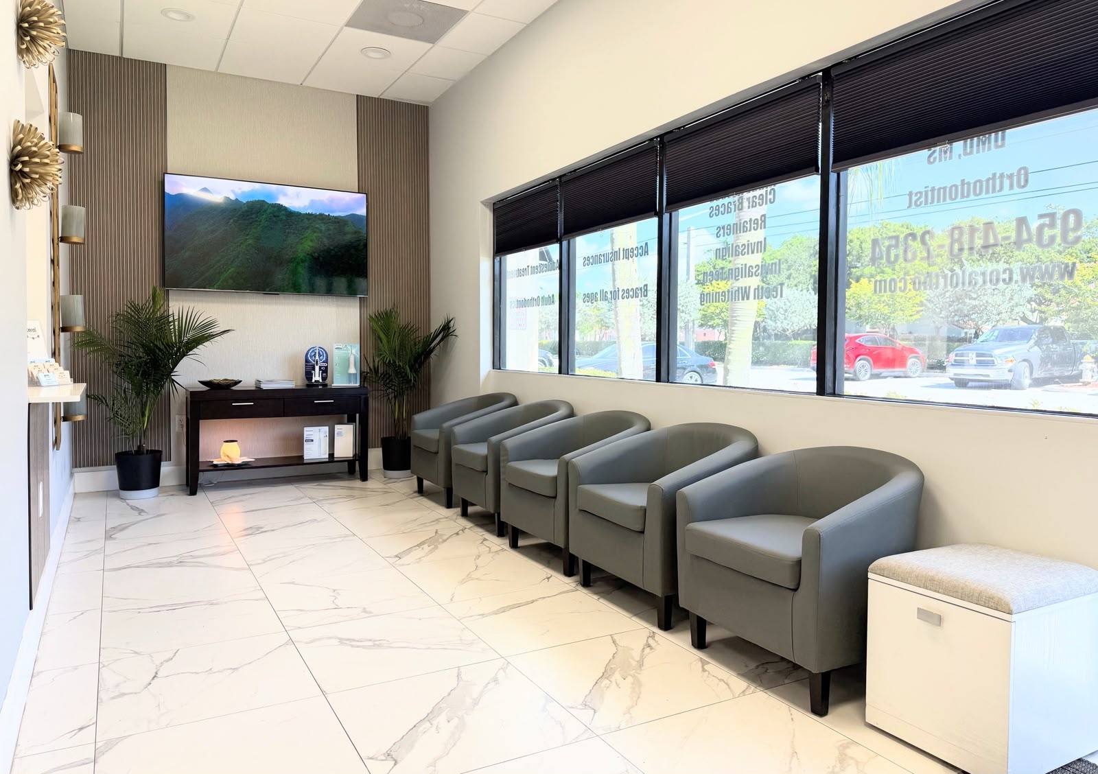 Coral Orthodontics waiting area with seating