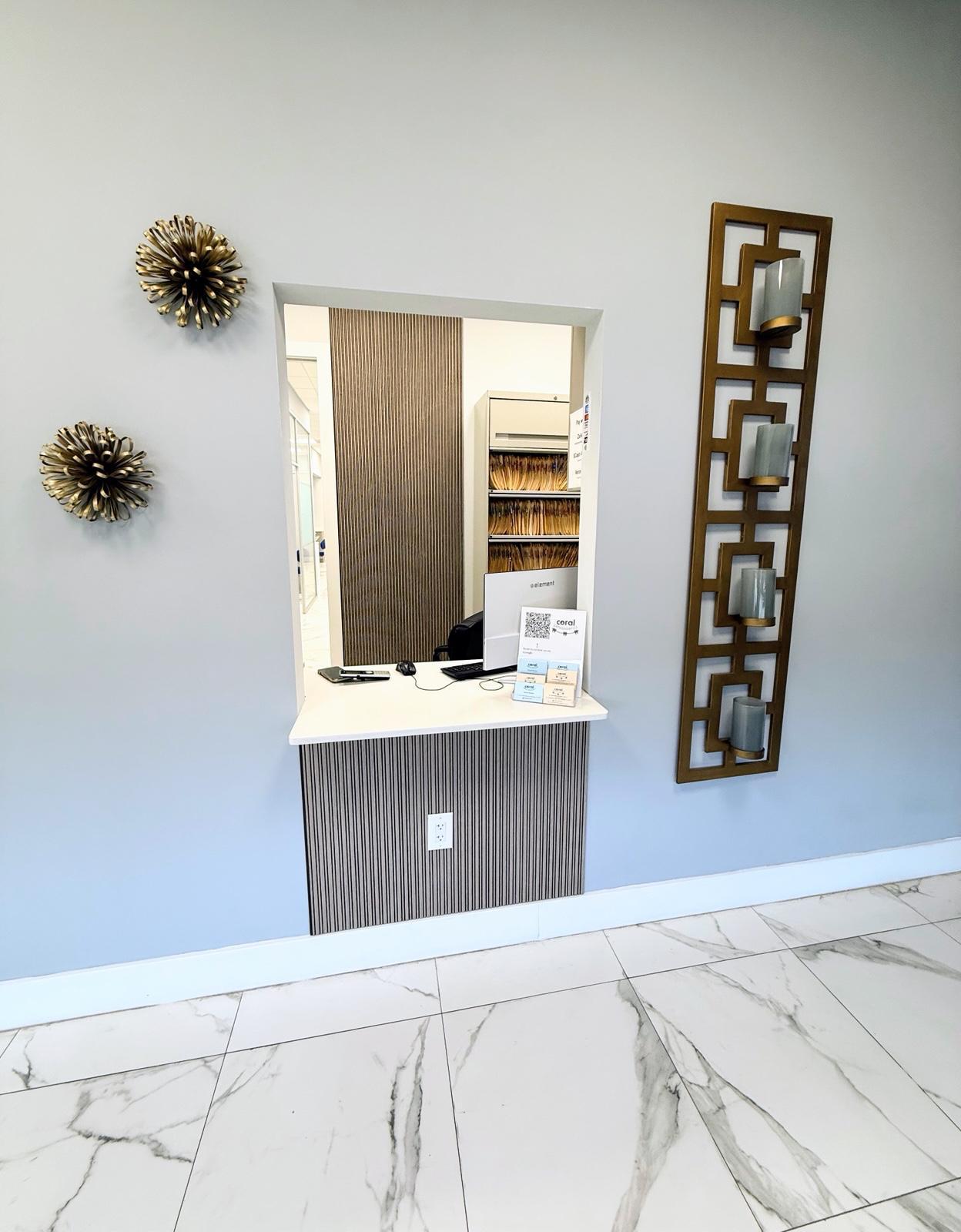 Coral Orthodontics check-in window